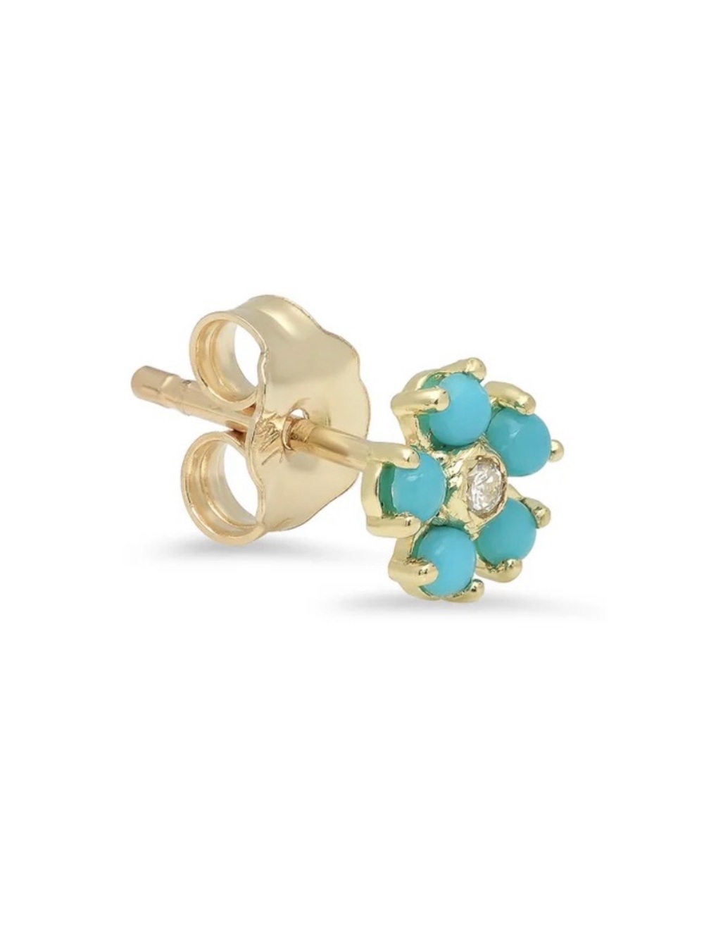 MINI TURQUOISE FLOWER STUDS
WITH DIAMOND CENTER